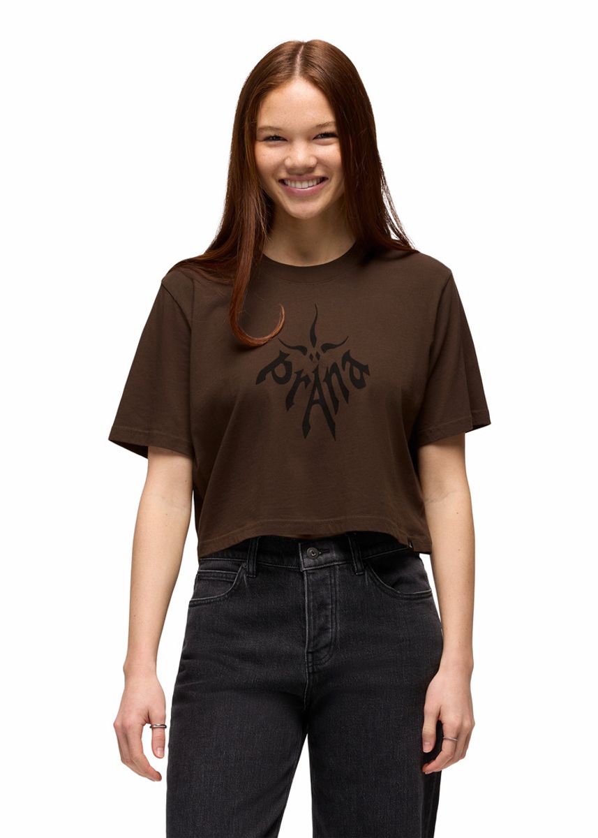 PrAna W's Heritage Graphic Crop Tee dark roast