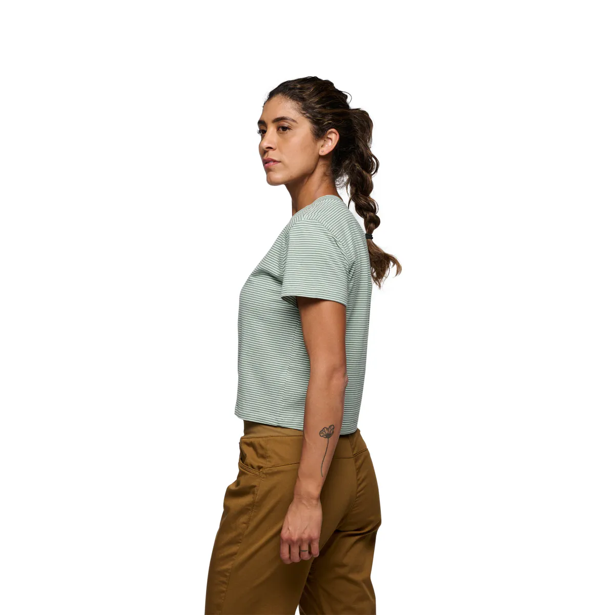 Black Diamond  BD Stripe Crop Tee W's foam green-laurel green