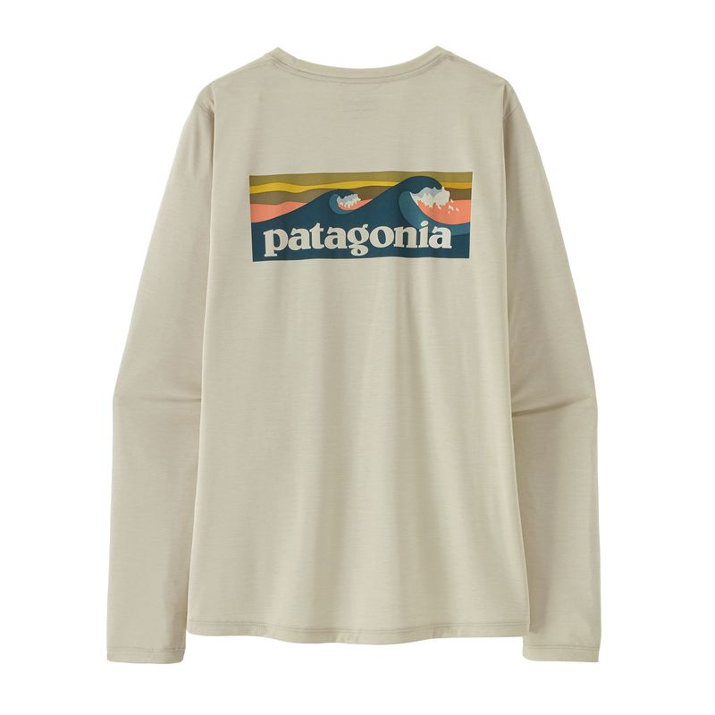 Patagonia L/S Cap Cool Daily Shirt - Board Logo W's dyno white
